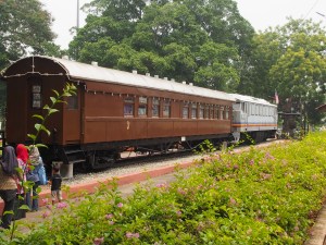 Train carriage in the town centre