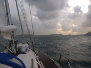 Approaching Rodney Bay at dawn