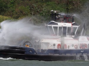 Tugboat fire practice